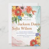 Elegant Boho Wildflower Wedding Uitnodiging (Voorkant)