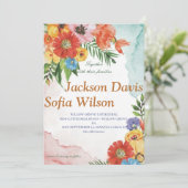 Elegant Boho Wildflower Wedding Uitnodiging (Staand voorkant)