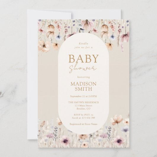 Elegant Boho Wildflower Wedding Uitnodiging (Voorkant)