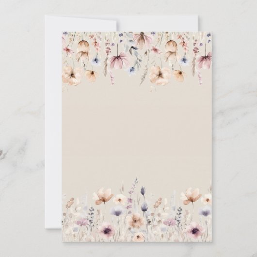 Elegant Boho Wildflower Wedding Uitnodiging (Achterkant)