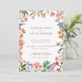 Elegant Boho Wildflower Wedding Uitnodiging (Staand voorkant)