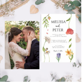 Elegant Boho Wildflower Wedding Uitnodiging