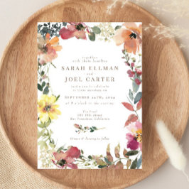 Elegant Boho Wildflower Wedding Uitnodiging