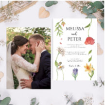 Elegant Boho Wildflower Wedding Uitnodiging