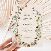 Elegant Boho Wildflower Wedding Uitnodiging