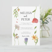 Elegant Boho Wildflower Wedding Uitnodiging (Staand voorkant)