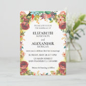 Elegant Boho Wildflower Wedding Uitnodiging (Staand voorkant)