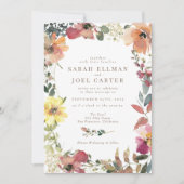 Elegant Boho Wildflower Wedding Uitnodiging (Voorkant)