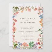 Elegant Boho Wildflower Wedding Uitnodiging (Voorkant)