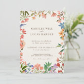 Elegant Boho Wildflower Wedding Uitnodiging (Staand voorkant)