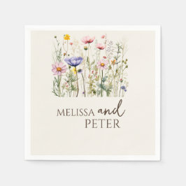 Elegant Boho Wildflower Wedding Uitnodiging Servet