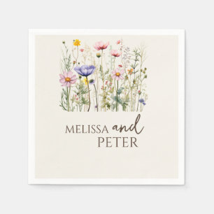 Elegant Boho Wildflower Wedding Uitnodiging Servet