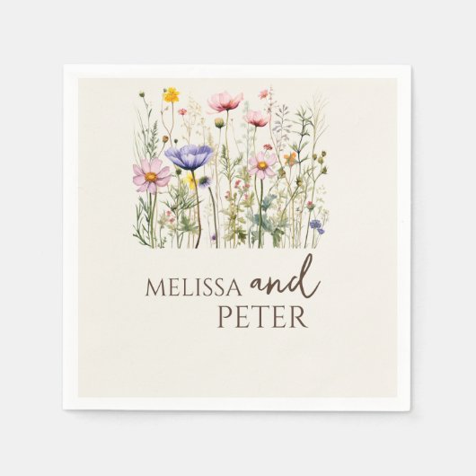 Elegant Boho Wildflower Wedding Uitnodiging Servet (Voorkant)