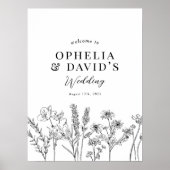 Elegant Boho Wildflower Wedding Welcome Sign Poster (Voorkant)