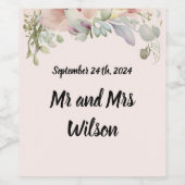 Elegant BOHO Wildflower Wedding Wijn Etiket (Enkel label)