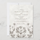 Elegant Boho Wildflower White Texture Wedding Kaart (Voorkant)