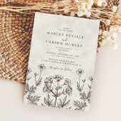 Elegant Boho Wildflower White Texture Wedding Kaart