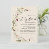 Elegant Boho Wildflower Wreath Baby Brunch Kaart (Staand voorkant)