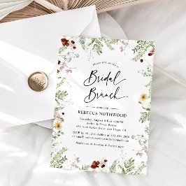 Elegant Boho Wildflowers Bridal Brunch Kaart
