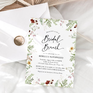 Elegant Boho Wildflowers Bridal Brunch Kaart