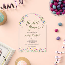 Elegant Boho wildflowers Script vrijgezellenfeest Acryl Uitnodigingen