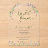 Elegant Boho wildflowers Script vrijgezellenfeest Acryl Uitnodigingen (Voorkant)