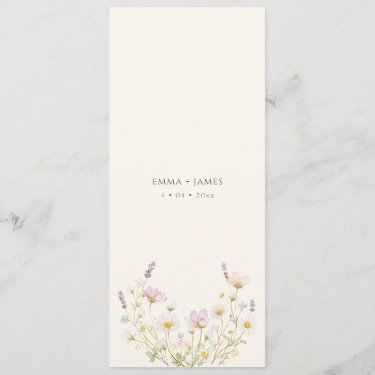 Elegant Boho wildflowers Script Wedding Menu (Achterkant)