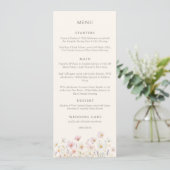 Elegant Boho wildflowers Script Wedding Menu (Staand voorkant)
