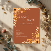 Elegant Boho Winter Floral Hand-Drawn Wedding Save The Date