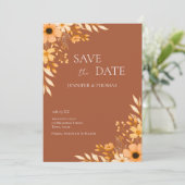 Elegant Boho Winter Floral Hand-Drawn Wedding Save The Date (Staand voorkant)
