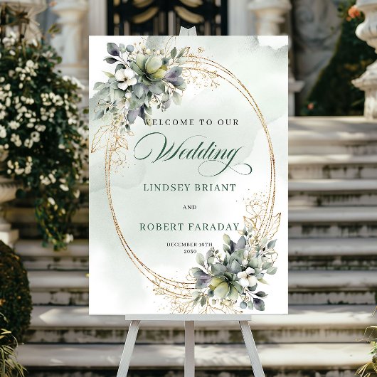 Elegant Boho Witte Rozen Trouw Welkom Bord Poster