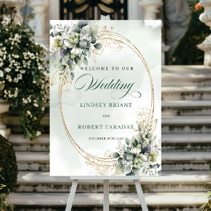 Elegant Boho Witte Rozen Trouw Welkomstbord Poster