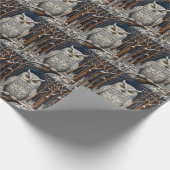 Elegant boho witte uil bos winterbos cadeaupapier (Hoek)