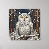 Elegant boho witte uil bos winterbos canvas afdruk (Voorkant)