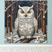 Elegant boho witte uil bos winterbos canvas afdruk (Insitu (Houten vloer))