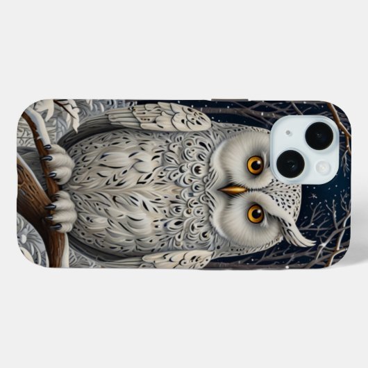 Elegant boho witte uil bos winterbos Case-Mate iPhone case (Achterkant (horizontaal))