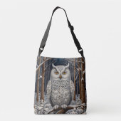 Elegant boho witte uil bos winterbos crossbody tas (Achterkant)