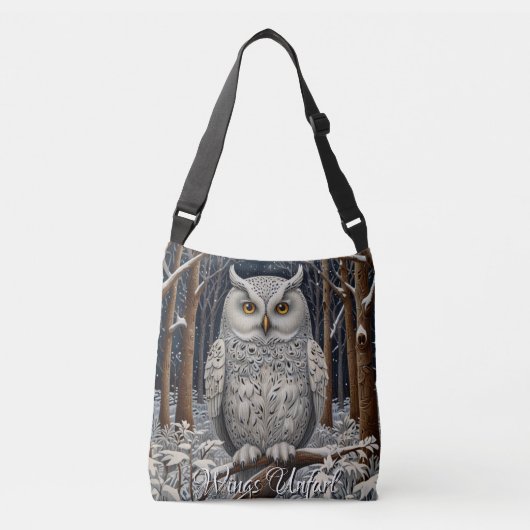 Elegant boho witte uil bos winterbos crossbody tas (Voorkant)