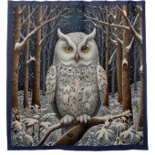 Elegant boho witte uil bos winterbos douchegordijn (Voorkant)