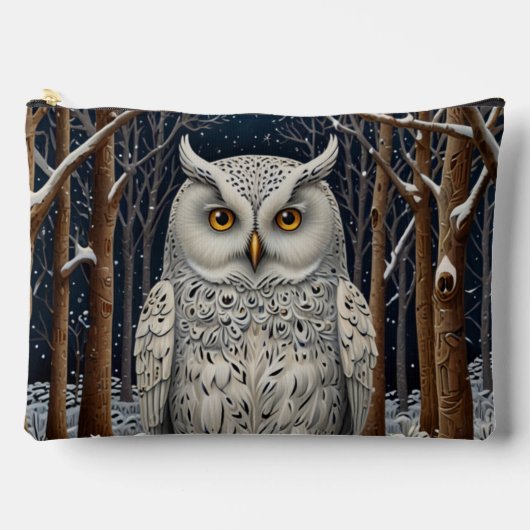 Elegant boho witte uil bos winterbos etui (Voorkant)