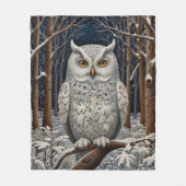 Elegant boho witte uil bos winterbos fleece deken (Voorkant)