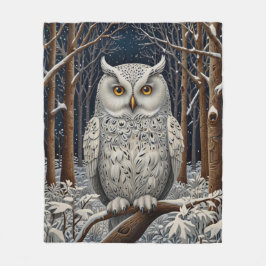 Elegant boho witte uil bos winterbos fleece deken