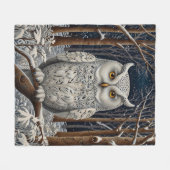 Elegant boho witte uil bos winterbos fleece deken (Voorkant (Horizontaal))