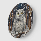 Elegant boho witte uil bos winterbos grote klok (Hoek)