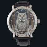Elegant boho witte uil bos winterbos horloge<br><div class="desc">Dompel jezelf onder in de betoverende allure van dit elegante boheemse uilenkunstwerk, waar de elegantie van de natuur samenkomt met tijdloze kunstenaarschap. Dit prachtige stuk, tegen een weelderige achtergrond in het winterbos, vangt de serene schoonheid van een ongerept boslandschap, rijk aan ingewikkelde details van de met sneeuw bedekte bomen tegen...</div>