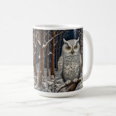 Elegant boho witte uil bos winterbos koffiemok (Voorkant rechts)
