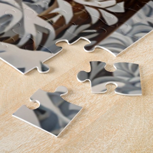 Elegant boho witte uil bos winterbos legpuzzel (Zijkant)