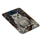 Elegant boho witte uil bos winterbos magneet (Rechterzijde)
