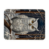 Elegant boho witte uil bos winterbos magneet (Horizontaal)