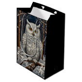 Elegant boho witte uil bos winterbos medium cadeauzakje (Voorkant Gekanteld)